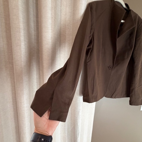 Talbots Chocolate Wool Blend Lined Blazer, Size 16 - Picture 3 of 14